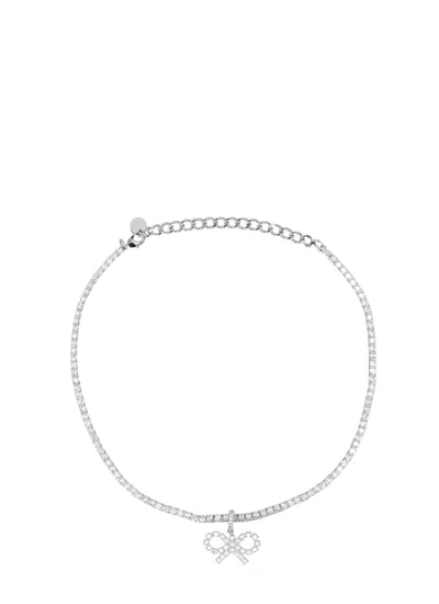 Self-portrait Crystal Bow Tennis Necklace In Multi