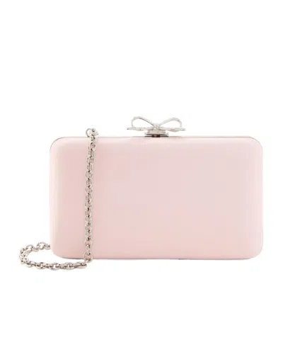 Self-portrait Crystal Bow-embellished Satin Clutch In Brown