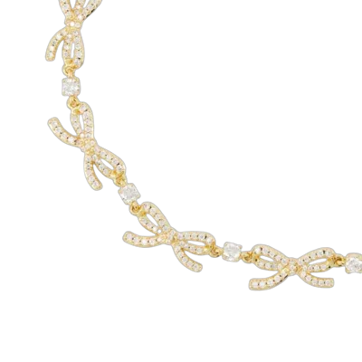 Self-portrait Crystal Bows Necklace In Gold