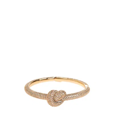 Self-portrait Crystal-embellished Knot Bracelet In Gold