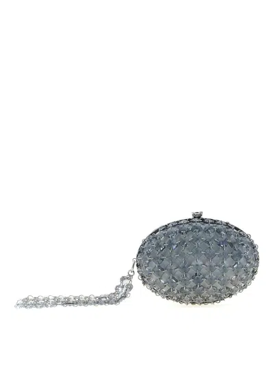 Self-portrait Crystal Chain' Clutch In Gray