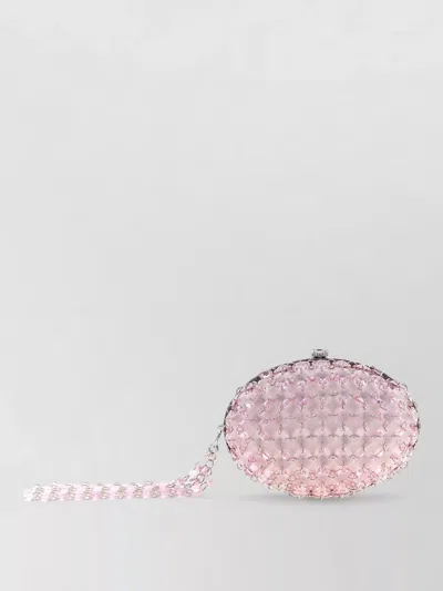 Self-portrait Crystal Chain Mini Clutch Oval Strap In Pink