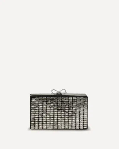 Self-portrait Crystal Chainmail Clutch In Argento