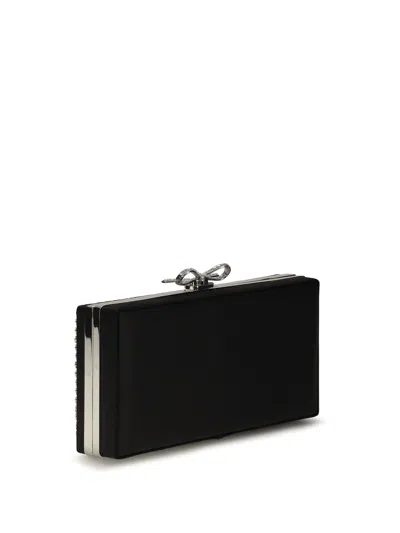 Self-portrait Crystal Chainmail Clutch In Silver