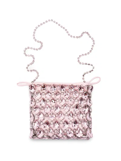 Self-portrait Crystal Chainmail Mini Bag In Pink