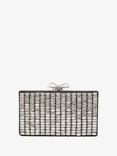 Self-portrait Crystal Chainmail Mini Top With Clasp Closure And Removable Chain Strap In Silver