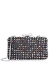 Self-portrait Crystal Chainmail Polyester Grid Clutch In Multi