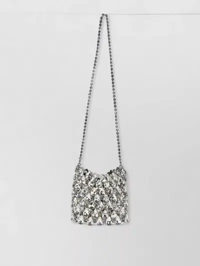 Self-portrait Crystal Clutch Bag Chain Strap Hardware In Silver