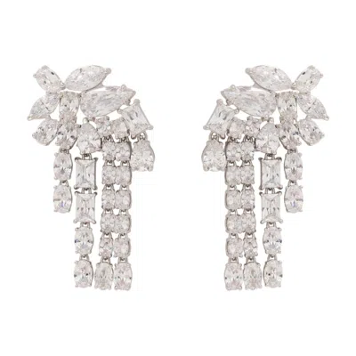 Self-portrait Crystal-embellished Drop Earrings In Metallic