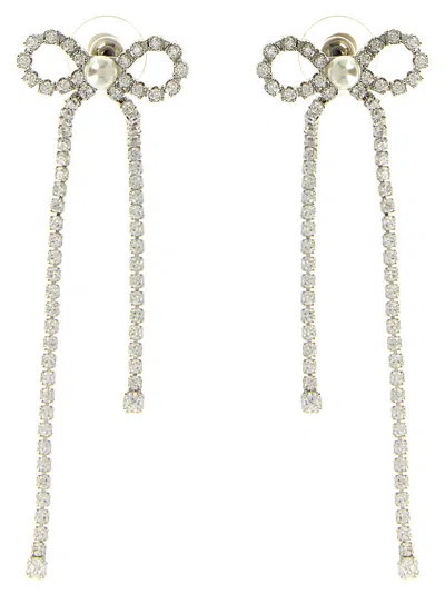 Self-portrait Crystal Droplet Bow Earrings In Red