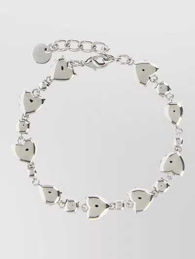 Self-portrait Crystal Droplet Bracelet Adjustable Chain Hearts In Silver