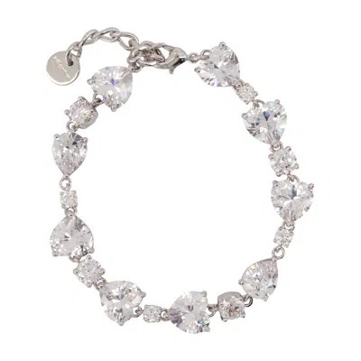 Self-portrait Crystal Droplet Bracelet -  - Pearls - Silver In White