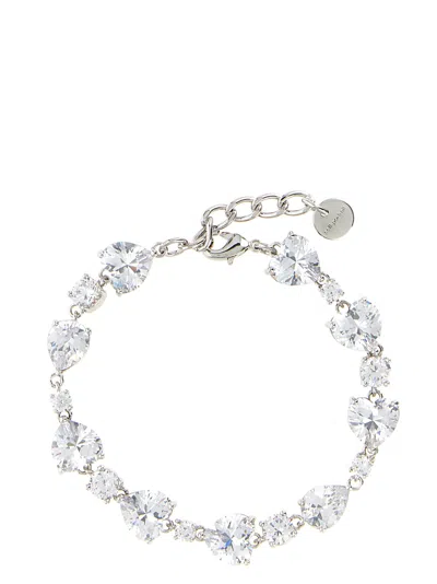 Self-portrait Heart-shaped Crystal-embellished Bracelet In Silver