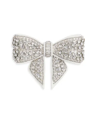 Self-portrait Crystal Embellished Bow Hair Accessories White In Metallic