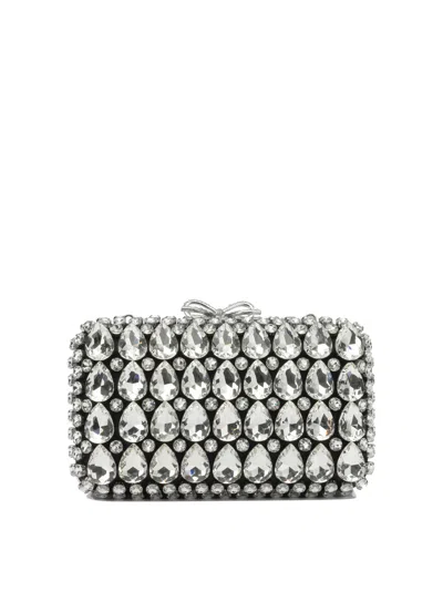 Self-portrait Crystal Embellished Clutch Bag In Silver