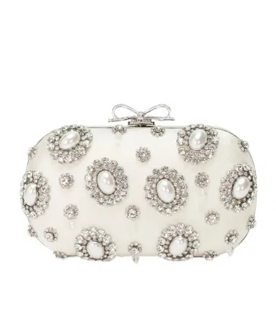 Self-portrait Crystal Embellished Clutch Bag In White