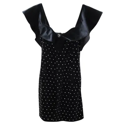Pre-owned Self-portrait Crystal Embellished Mini Dress In Black Velvet
