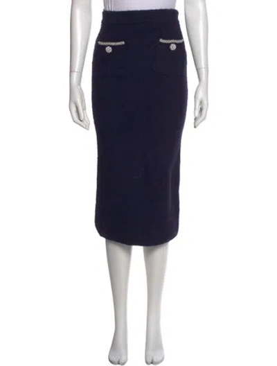 Pre-owned Self-portrait Crystal Embellishments Midi Length Skirt In Black