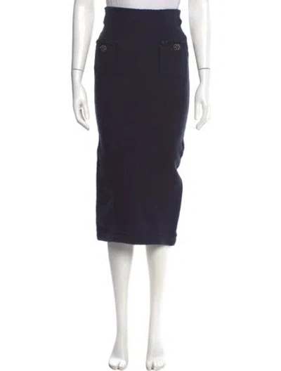 Pre-owned Self-portrait Crystal Embellishments Midi Length Skirt In Blue