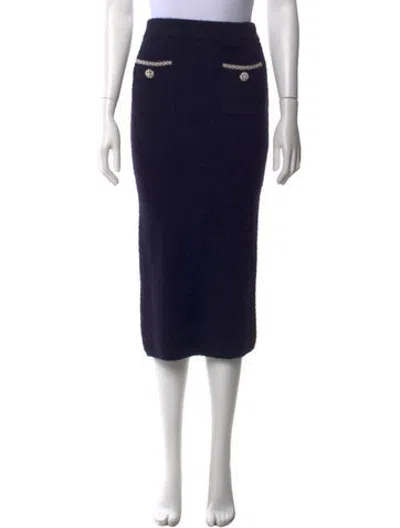Pre-owned Self-portrait Crystal Embellishments Midi Length Skirt In Blue