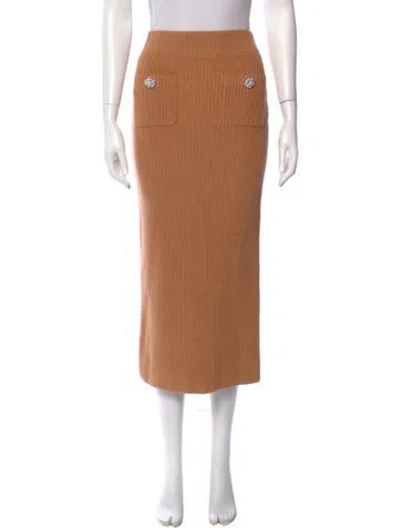 Pre-owned Self-portrait Crystal Embellishments Midi Length Skirt In Brown