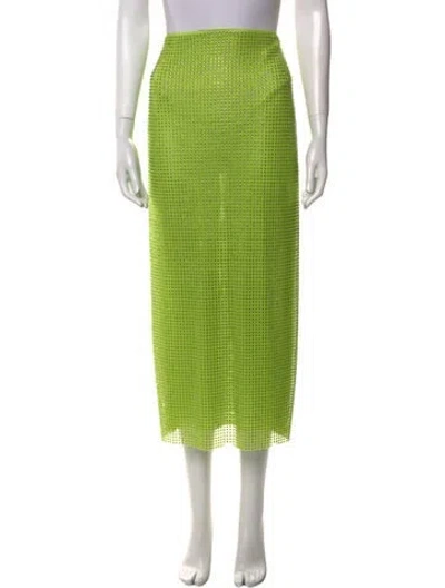Pre-owned Self-portrait Crystal Embellishments Midi Length Skirt In Green