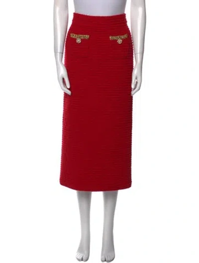 Pre-owned Self-portrait Crystal Embellishments Midi Length Skirt In Red