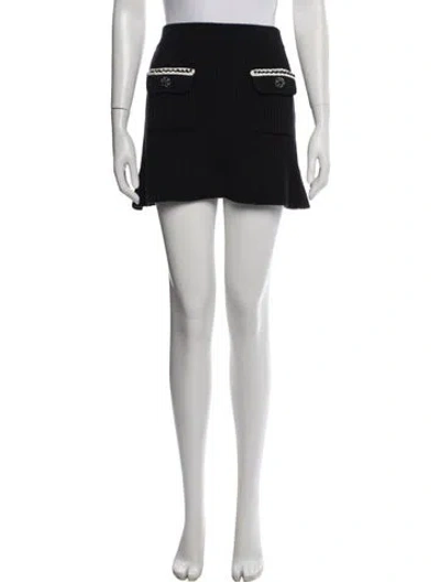 Pre-owned Self-portrait Crystal Embellishments Mini Skirt In Black