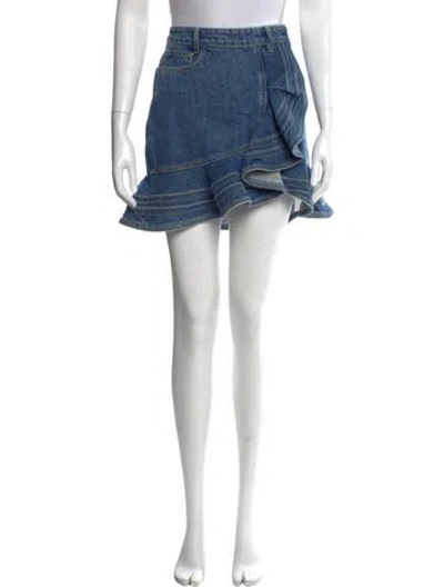 Pre-owned Self-portrait Crystal Embellishments Mini Skirt In Blue