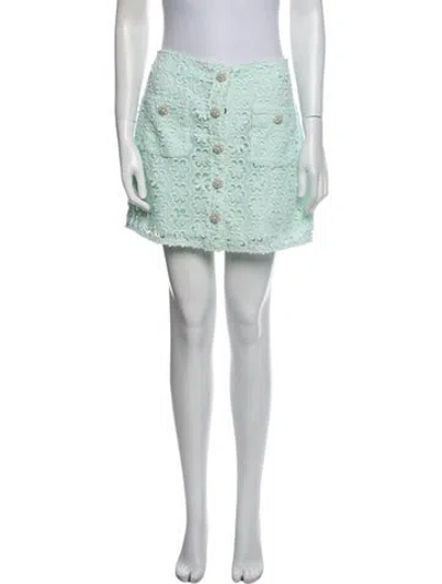 Pre-owned Self-portrait Crystal Embellishments Mini Skirt In Blue