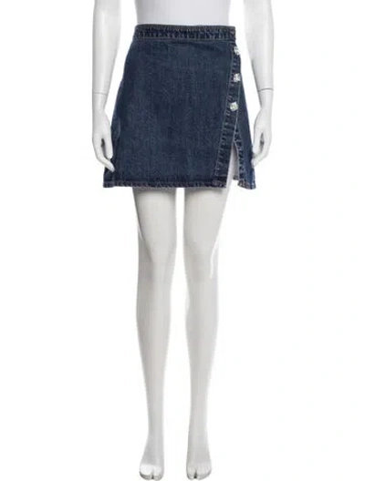 Pre-owned Self-portrait Crystal Embellishments Mini Skirt In Blue