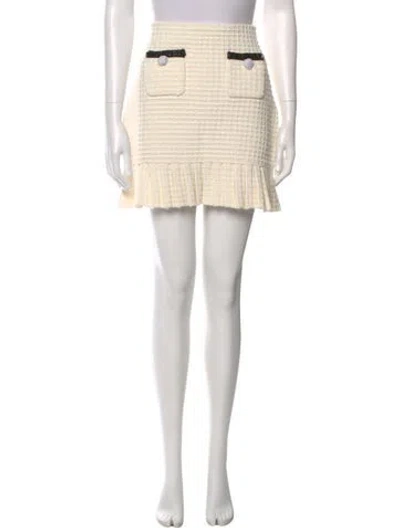 Pre-owned Self-portrait Crystal Embellishments Mini Skirt In Neutral