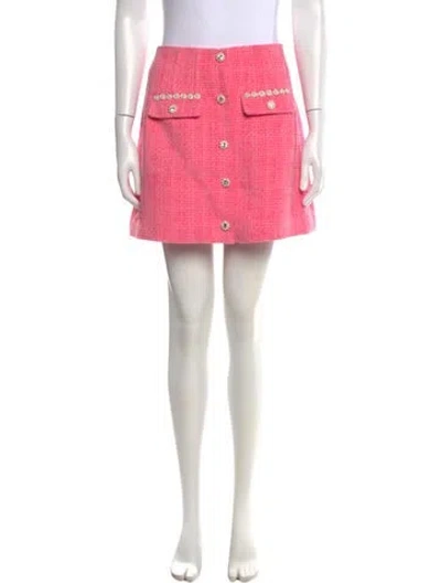 Pre-owned Self-portrait Crystal Embellishments Mini Skirt In Pink