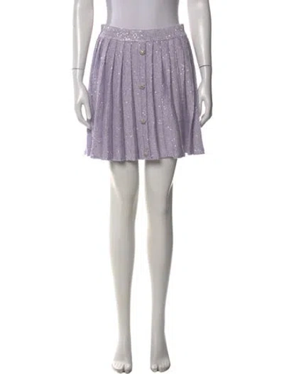 Pre-owned Self-portrait Crystal Embellishments Mini Skirt In Purple