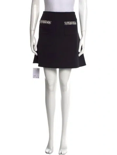 Pre-owned Self-portrait Crystal Embellishments Mini Skirt W/ Tags In Black
