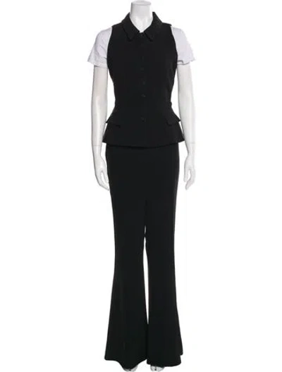 Pre-owned Self-portrait Crystal Embellishments Pant Set In Black