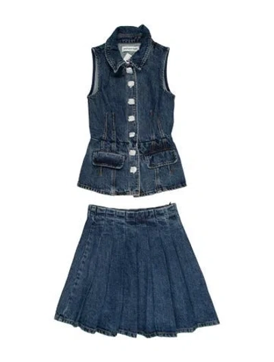 Pre-owned Self-portrait Crystal Embellishments Skirt Set W/ Tags In Blue