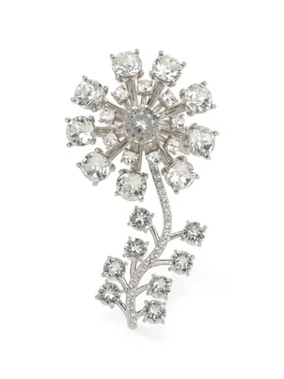 Self-portrait Crystal-embellished Flower Brooch In Neutral