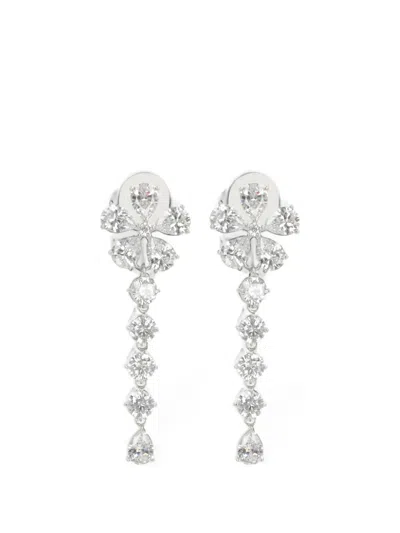 Self-portrait Crystal Flower Dangle Earrings In Silver