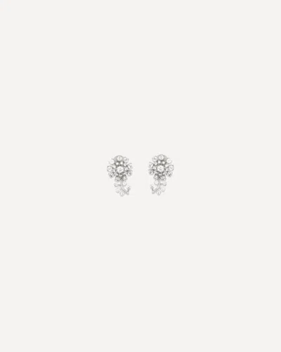 Self-portrait Crystal Flower Earrings In Argento