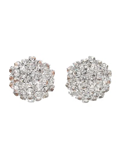 Self-portrait Crystal Flower Earrings In Silver