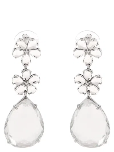 Self-portrait Crystal Flower Tiered Earrings In Yellow