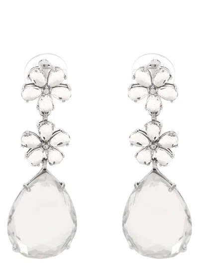 Self-portrait Crystal Flower Tiered Jewelry Silver In Metallic