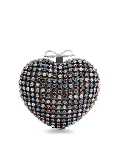 Self-portrait Crystal Heart Clutch Bag In Multi