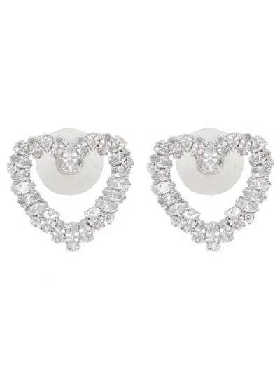 Self-portrait "crystal Heart" Earrings In Gray