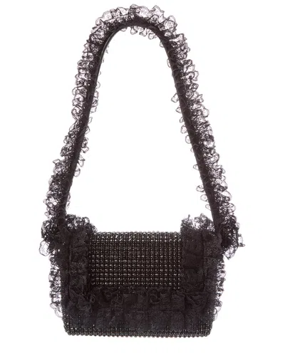 Self-portrait Crystal Lace Detail Shoulder Bag In Black