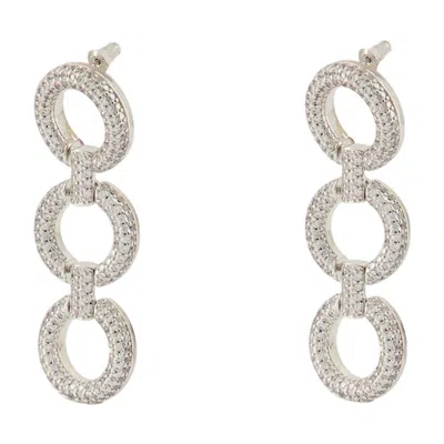 Self-portrait Crystal Link Earrings In Silver