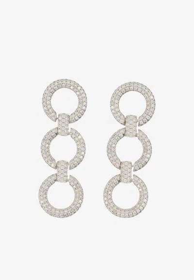 Self-portrait Crystal Link Three Tiered Earrings In Silver
