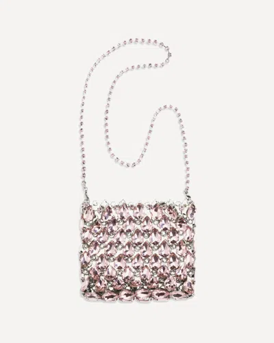 Self-portrait Crystal Mesh Pouch In Pink