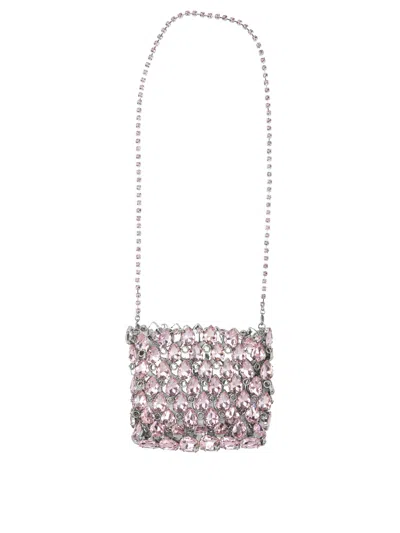 Self-portrait Crystal Mesh Pouch In Pink